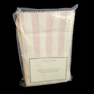 August & Leo 4 Napkins Pack Square 18 x 18 Inch Pink and White Striped Cotton Nw